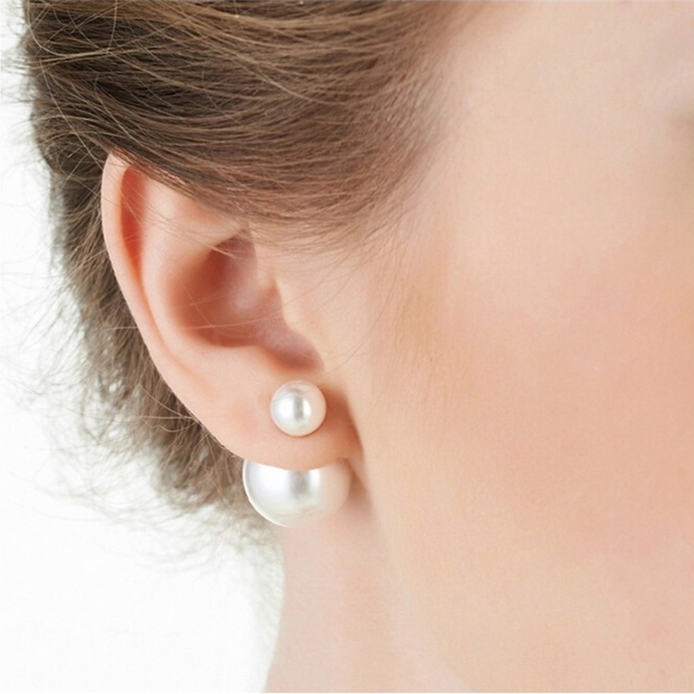 Double Sided Matte Pearl Stud Earrings